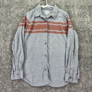 Element Shirt Womens Large Gray Striped Long Sleeve Button Up Stretch Casual